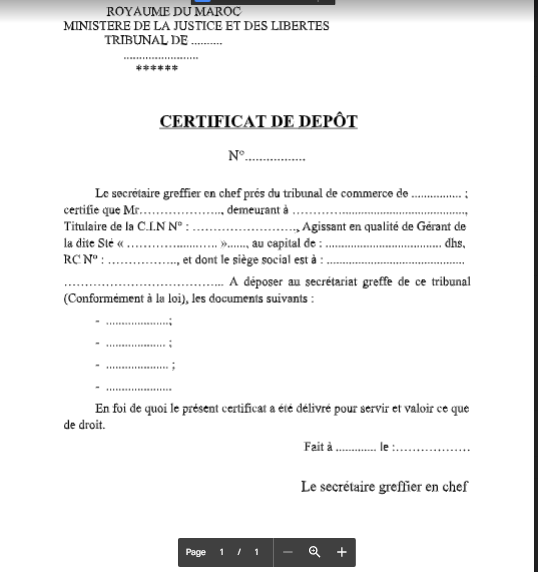 تحميل CERTIFICAT DE DEPÔT