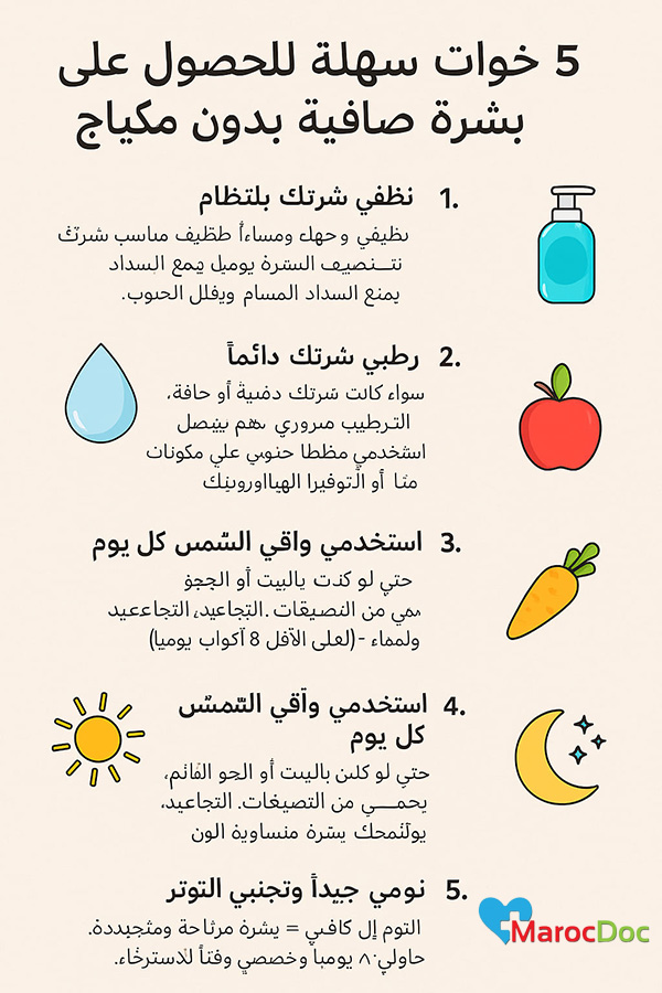 5-خطوات-سهلة-للحصول-على-بشرة-صافية-بدون-مكياج-1