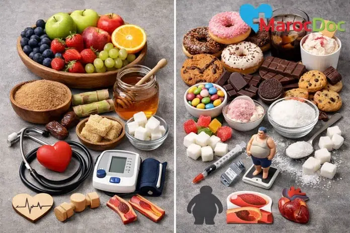 دراسة مقارنة بين السكر الطبيعي والسكر المضاف وأثرهما على الصحة marocdoc